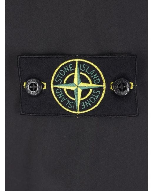 Stone Island Black Logo-Patch Zip-Up Jacket for men