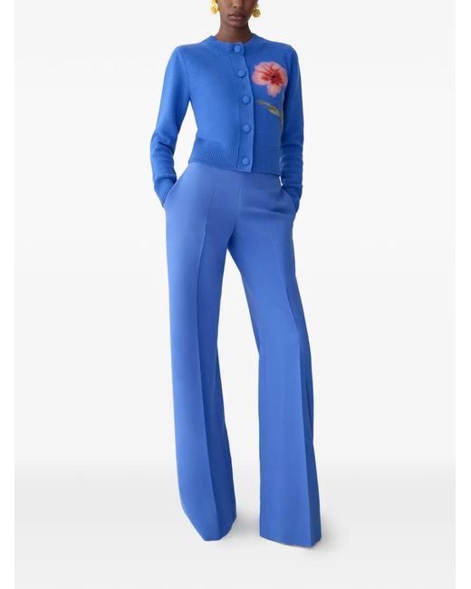 Carolina Herrera Blue Wide-Leg Diane Pants