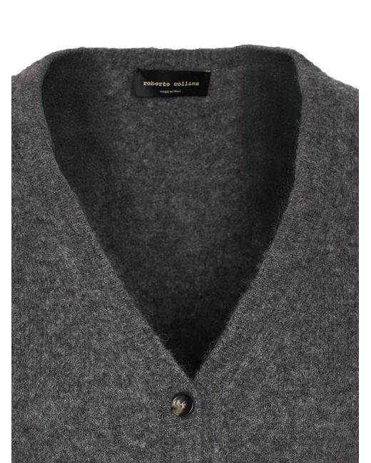 Roberto Collina Gray Geknöpfter Cardigan mit V-Ausschnitt