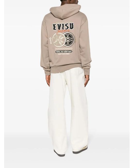 Evisu Natural Logo-Patch Cotton Hoodie for men