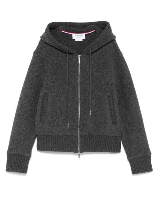 Thom Browne Black Zip-Up Wool Hoodie