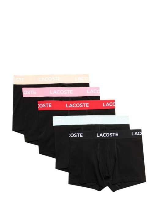 Lacoste Red Logo-print Boxers (set Of Five) for men