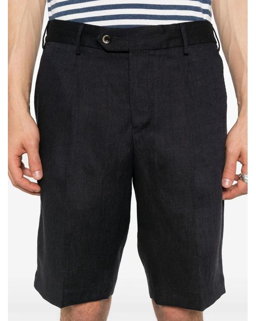 PT Torino Black Linen Bermuda Shorts for men