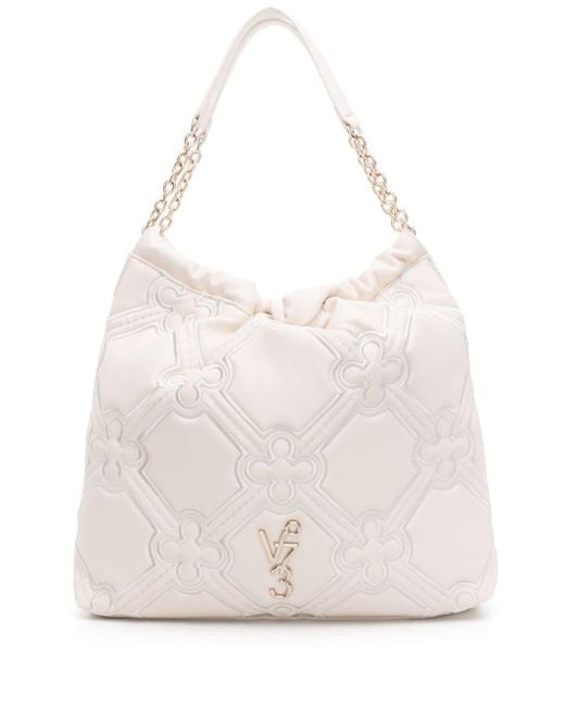 V73 White Nyala Motif-embroidered Tote Bag