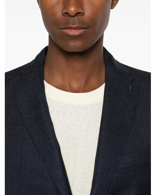 Boglioli Blue K-Jacket Single-Breasted Patch-Pockets Blazer for men