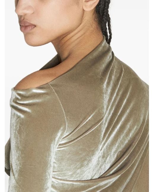 Helmut Lang Green Draped Velvet Top