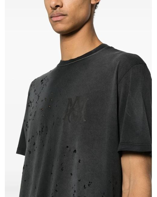 Amiri Black Shotgun Logo-print Distressed T-shirt for men