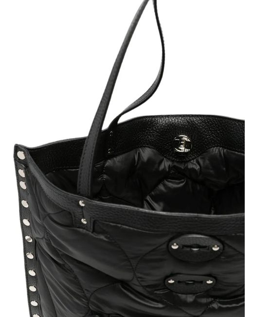 Zanellato Black Medium A'Spasso Lunaria Quilted Stud-Embellished Tote Bag