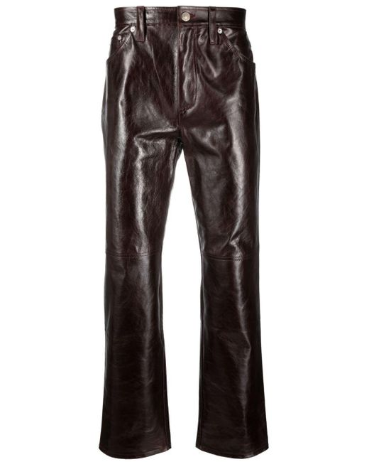 Séfr Blue Eito Mid-rise Leather Trousers for men
