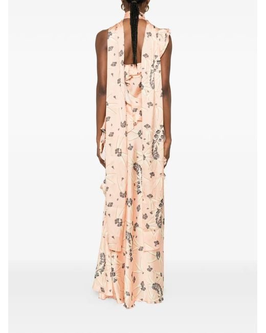 Siedres White Monica Ruffled Floral Maxi Dress
