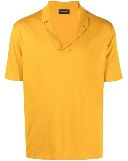 Roberto Collina Yellow Short-Sleeve Polo Shirt for men