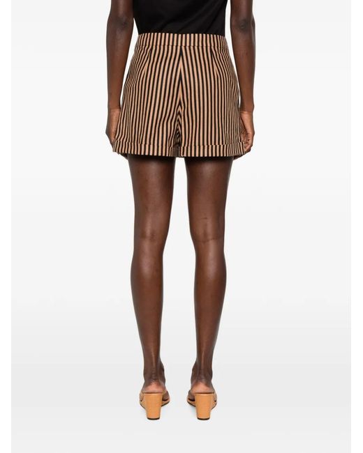 Simon Miller Brown Como Striped-Pattern Shorts