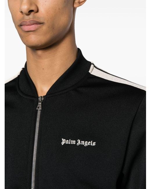 Palm Angels Black Logo-Embroidered Track Jacket for men
