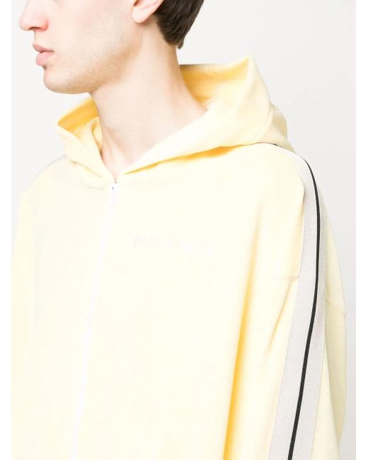 Palm Angels Natural Stripe-Detail Zip-Up Hoodie for men