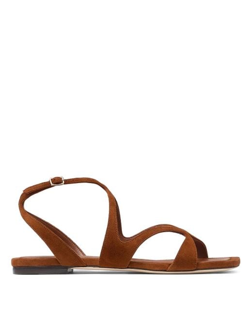 Jimmy Choo Brown Ayla Flat Suede Leather Sandals
