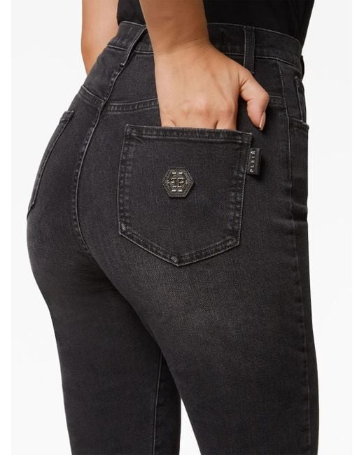 Philipp Plein Black Distressed-Effect Skinny Jeans