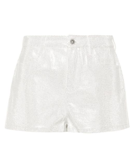 Ermanno Scervino White Rhinestone-embellished Shorts