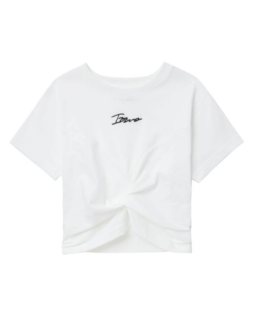 Izzue White Twist-detail Cotton T-shirt