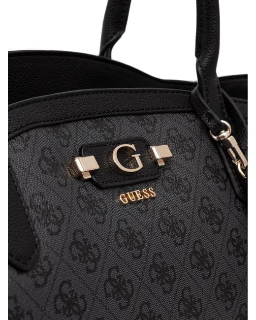 Guess Black Lindsey Logo-Plaque Tote Bag