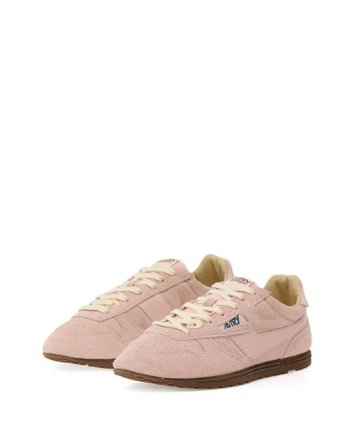 Autry Pink Windspin Suede Sneakers