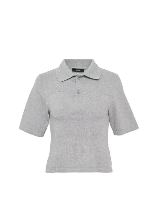 BONBOM Gray Corset Pique Polo Top