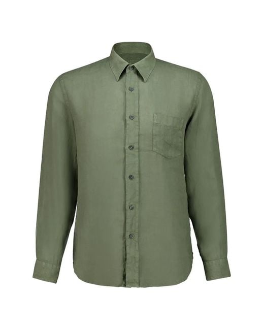 120% Lino Green Chemise À Poche Poitrine for men