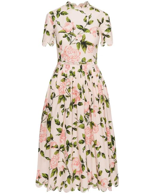 Oscar de la Renta ローズプリント ドレス White