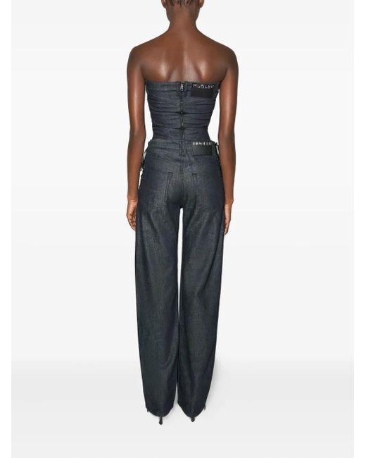 Mugler Blue Lace-Up Straight Jeans