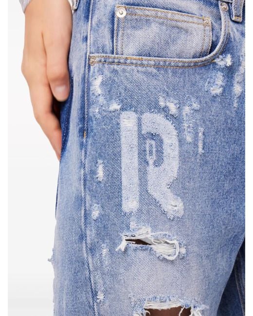 Rabanne Blue Distressed Wide Leg Jeans - Women's - Cotton