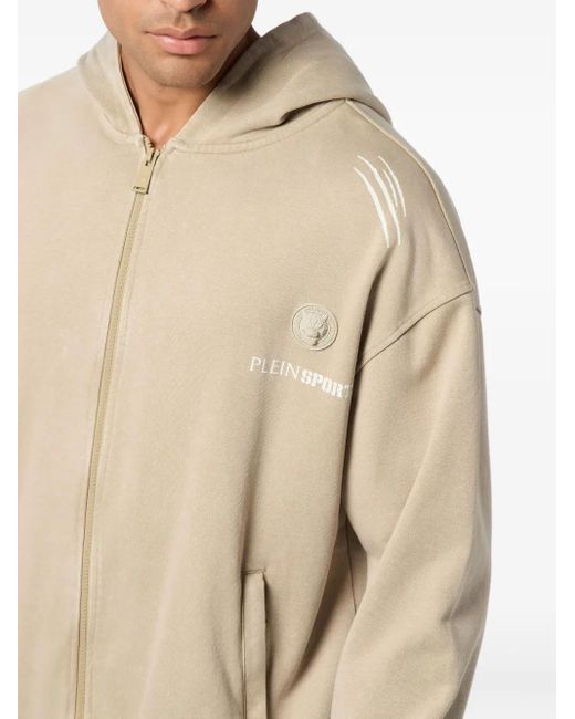 Philipp Plein Natural Graphic-Print Zip-Up Hoodie for men