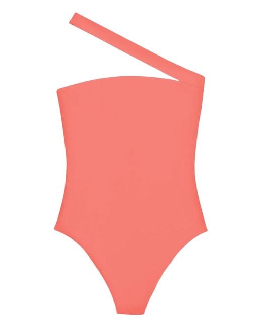 JADE Swim Red Halo One-Shoulder Swimsuit