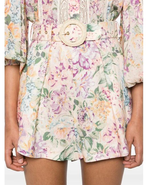 Halliday Tuck Shorts di Zimmermann in Multicolor