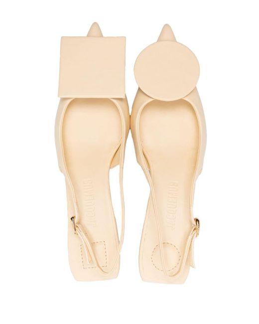 Jacquemus Natural 40mm Duelo B Leather Slingback Heels