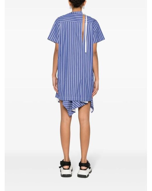 Sacai Blue Asymmetric-Hem Dress
