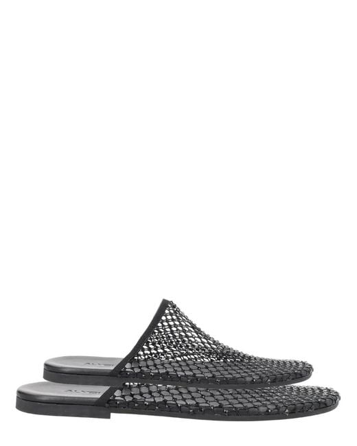 Alysi Black Mesh-Embellished Flat Mules