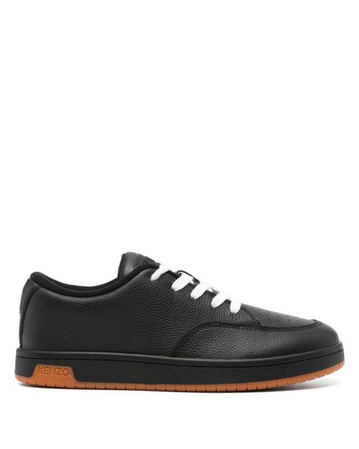 KENZO Black Dome Grained Leather Sneakers for men