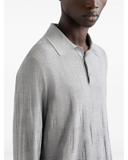 Dolce & Gabbana Gray Fine-Knit Polo Shirt for men