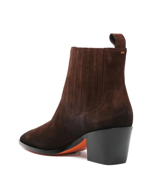 Santoni Brown Pointed-Toe Suede Boots