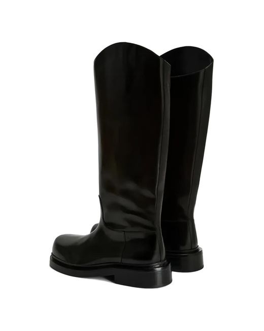 Jil Sander Black Leather Knee-High Boots