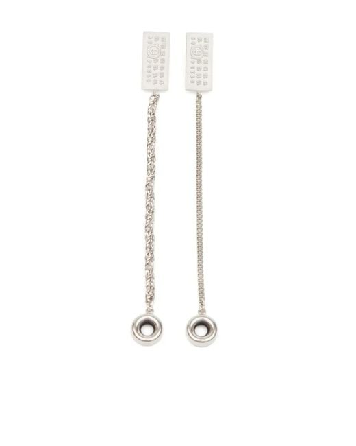MM6 by Maison Margiela White Créoles À Numéro Signature