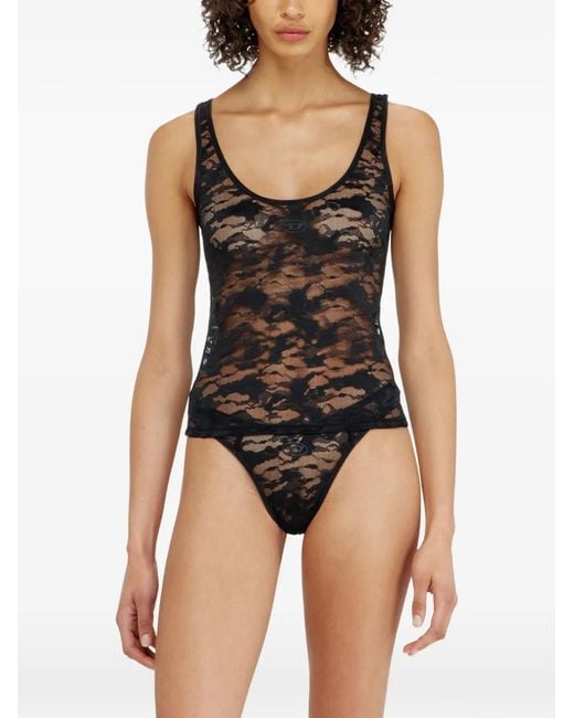 DIESEL Black Haut En Dentelle À Motif Camouflage