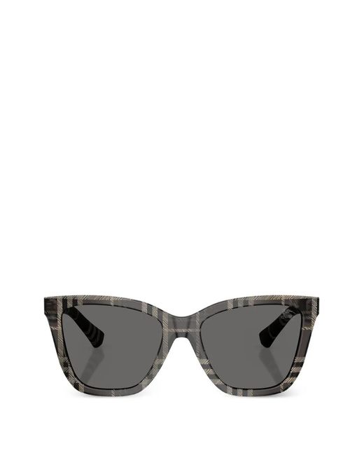 Burberry Gray Checked Square-Frame Sunglasses