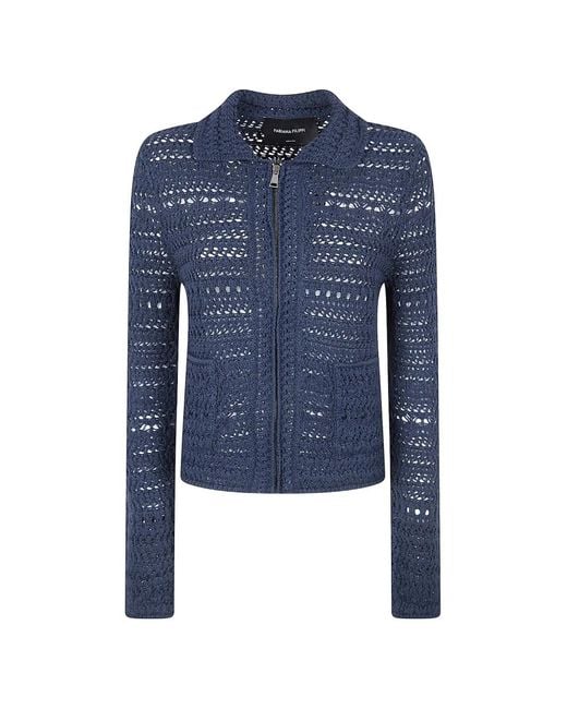 Fabiana Filippi Blue Zip-Up Cardigan