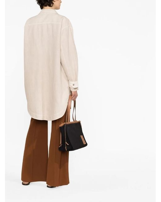 Brunello Cucinelli Natural Cotton And Linen Oversized Shirt