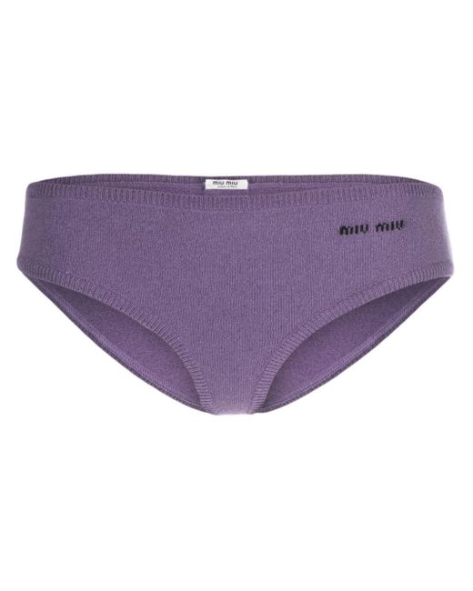 Miu Miu Purple Gestrickte Shorts