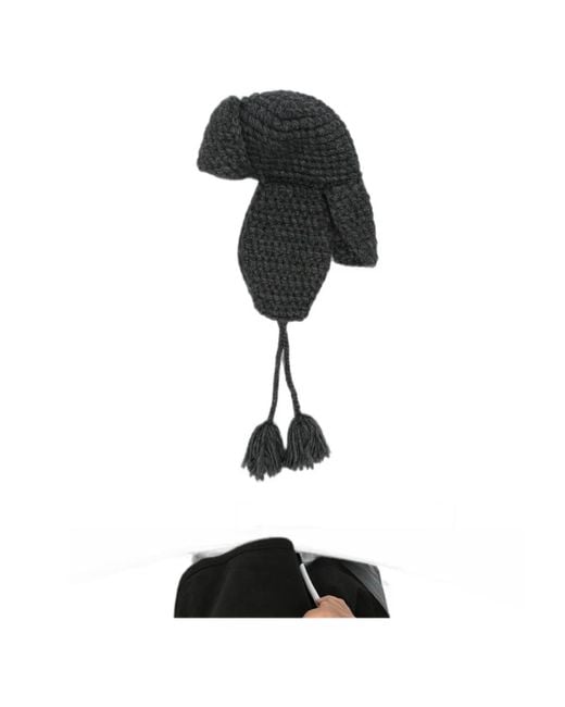 Etro Black Crochet Tassel-Detail Hat