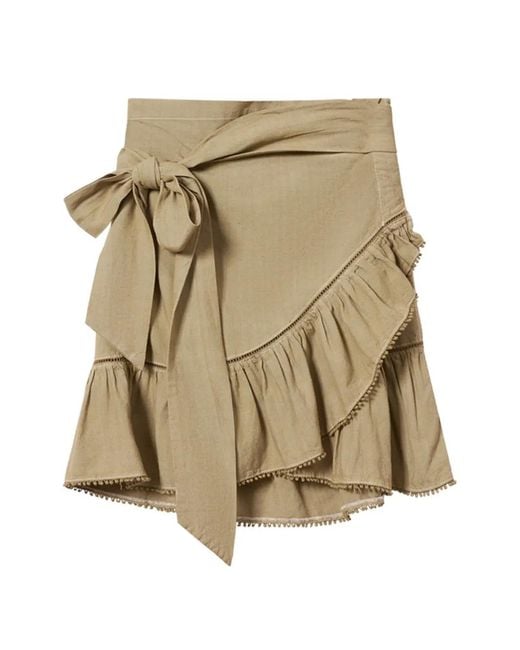 Isabel Marant Natural Mempster Ruffled Wrap Mini Skirt