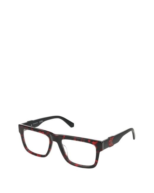 Calvin Klein Black Tortoiseshell-Effect Rectangle-Frame Glasses