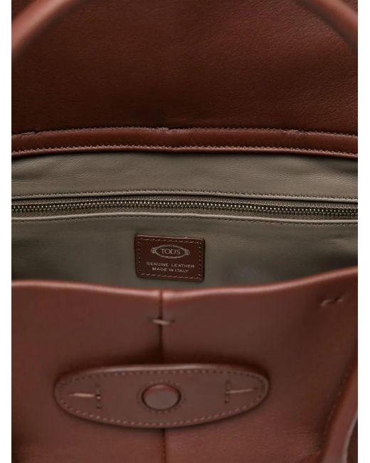 Tod's Brown Calfskin Magnetic Button Satchel