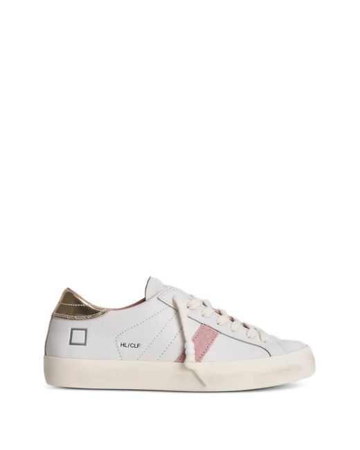 Date White Hl/Clf Side-Stripe Low-Top Sneakers